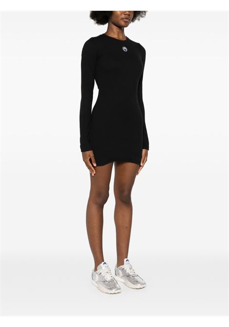 moon logo ribbed jersey ls mini dresse woman black MARINE SERRE | WDR267ACJER0011BK99